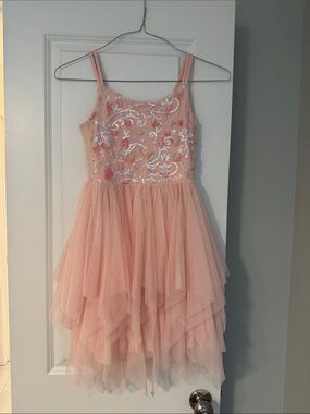 Girls Pink Sequin Tulle Party Dress